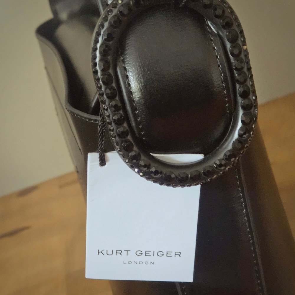 Kurt Geiger Chelsea Bucket Bag Women Small Black Purse New Leather Crystal Eagle - Picture 7 of 13